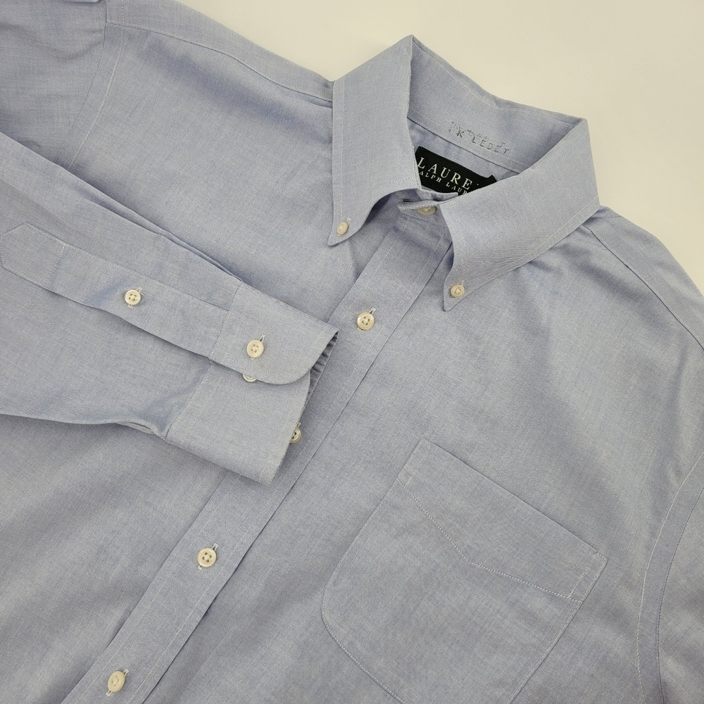 Lauren Ralph Lauren Mens LG 16 32/33 Blue‎ Non Iron Button Down Oxford Shirt